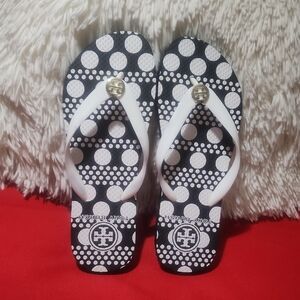 Tory Burch Black and White Dot Sandals